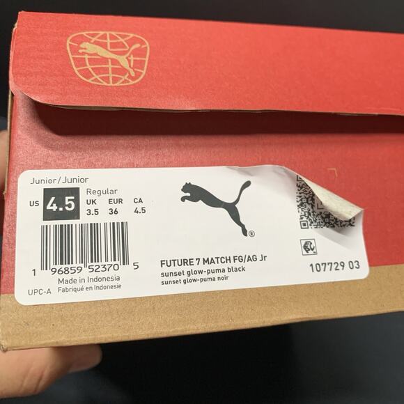 Puma Future 7 Match FG/AG Jr Size 4.5, Sunset Glow-Puma Black Soccer Cleats NIB main image 6